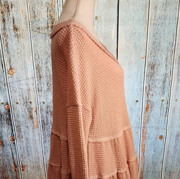 Women's Light Pink Waffle Tiered Tunic - Picture 6 of 11